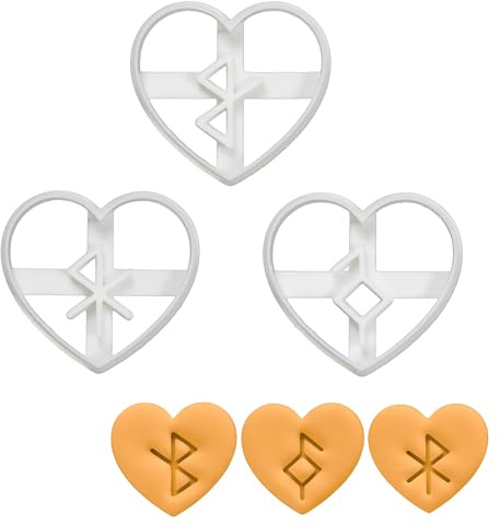 3er Set Nordische Rune Ausstechformen (Formen: Heilungssymbol, Gesundheit, & Liebe), 3 Teile, Bakerlogy