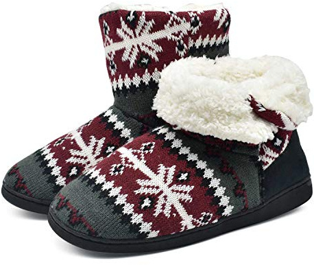 ONCAI Chausson Bottillon Pantoufles Femmes Chaudes d'hiver Chaussures De Maison des Madame Doublure en Fourrure,40/41 EU,Rouge