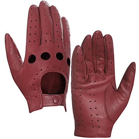 Harssidanzar Damen Lederhandschuhe Ungefüttert Upgrade, Burgund,Size XL