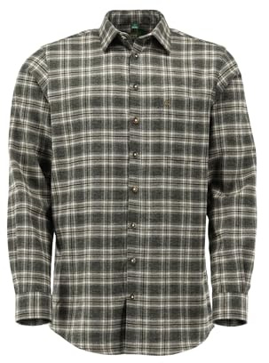 OS Trachten®, camicia da combattimento in 100% cotone a maniche lunghe, camicia da caccia da uomo spessa con colletto a Kenteledede, camicia da esterno (39/40)