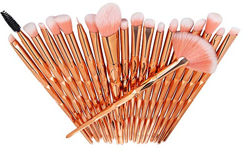 Makeupborstset 20 nylonfibrer diamantfasetterade handtag skönhetsverktyg ögonskugga ögonbryn ögonfrans läppborstset bärbar borste (F)