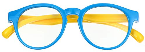 Kinder Blaulichtfilter Brille Gläser ohne Stärke Computerbrille Silikon Brillengestell Damen Herren Blaulicht Blockierende Brille für Mädchen Jungen Computer Video Gaming UV