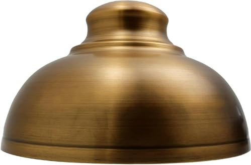 DC Voltage Industrial Ceiling Pendant Light Shades Retro Style Curvy Dome Shaped lamp Shades Metal Easy fit Ceiling Pendant Light Shades for Light fixtures (Yellow Brass) | Lampshades for Ceiling Lights,Replacement Lamps,Easy Fit Pendant Light Shades Ceiling for Living Room,Bedroom, Kitchen