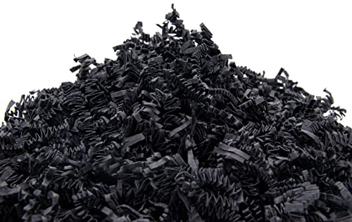 YOTEI SPIRIT® 2.5kg Strimlat Svart Papper för Presentförpackning – Fyllningsmaterial Presentlåda, Korgar, Lådor och Förpackningar – Skyddspapper (Svart, 2.5kg)