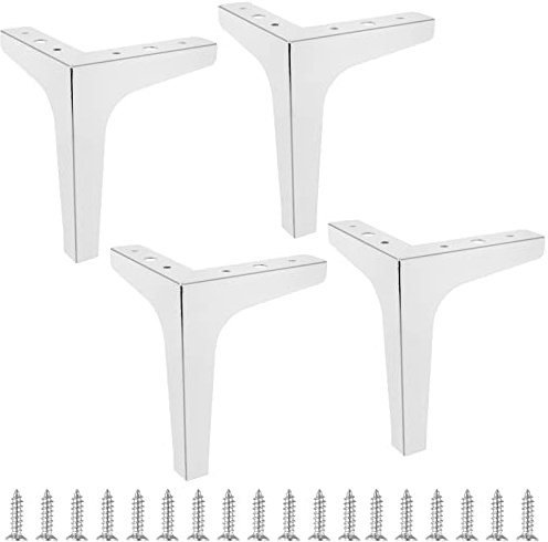 Bivethoi 7 Inch / 17cm Furniture Legs Set of 4, Polished Chrome Metal Sofa Legs Modern Dresser Feet, Triangle Couch Feet Shelf Replacement Legs for Cabinet Cupboard Table Bookcase Wardrobe Ottoman