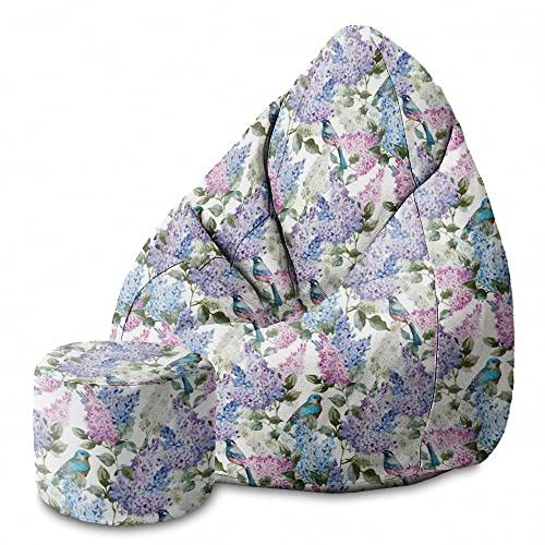 DreamRoots Sitzsack Erwachsene 80x80x120, Birds in Flowers