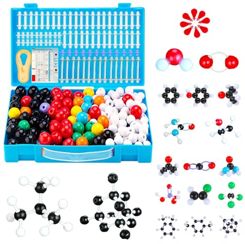 EXBEPE Organic Chemistry Molecular Model Kit 206pc Middle,High School Supplies, Educational Science Set Gift for Student to Learn Structure and Reactions