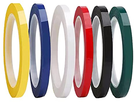 WUDQIJI Whiteboard Klebeband Whiteboard Tape Chart Tape 6 Rollen 5mm x 66 m | Whiteboard Graphic Gridding Selbstklebend Grafikband 6 Farben für Kunst Markierung Handwerk (5mm)