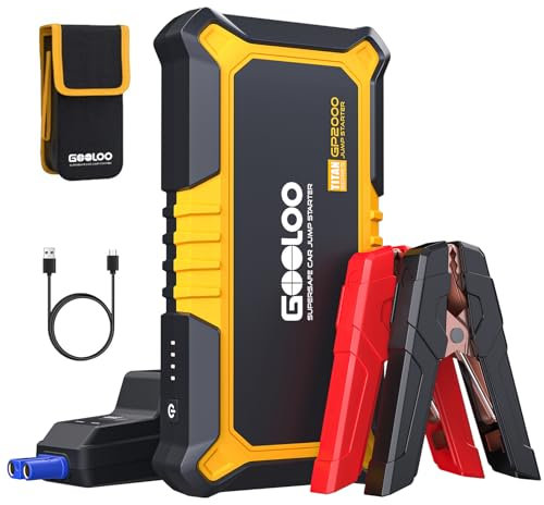 GOOLOO GP2000 Starthilfe Powerbank, 2000A Auto Starthilfe, Supersafe 12V Batterie Booster Auto Starthilfe mit Starthilfekabel(bis zu 8,0L Benzin oder 6,0L Diesel)
