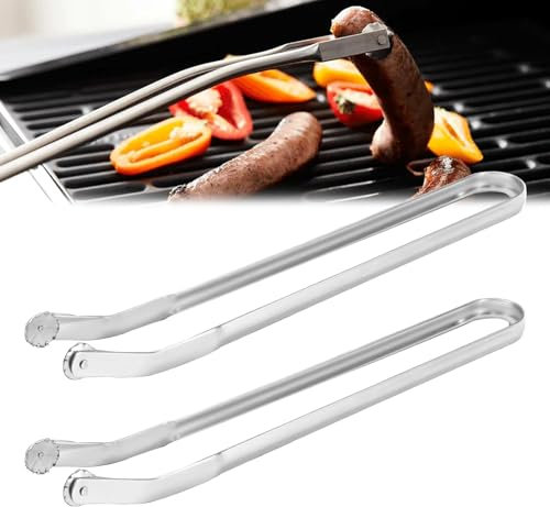 Grill-Wurstdrehzange zum Kochen, Edelstahl-Grill-Küchenzange, Küchenzange, Grillzange zum Grillen, Küchenzange mit langem Griff zum Wenden von Speck, Steak, Fleisch, Gemüse (2 Stück)