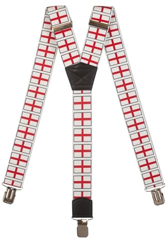Olata Men's Y-Shape Patterned Braces, 40mm | Adjustable 40mm Y-shape braces with distinctive pattern, strong clips and leather crossover; secure style for any occasion.