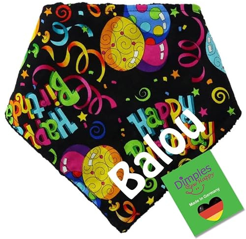 Dimples Hundehalstuch personalisierbar - Wunschtext selbst gestalten - Hunde Besitzer Geschenk - Handgemachtes Hunde Accessoire - Hundegeburtstag - Dreieckstuch mit Hundenamen