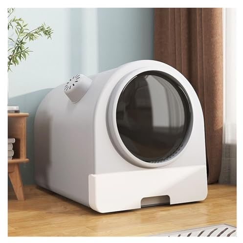 Bandeja de Arena for Gatos Completamente Cerrada con Pala, cajón Extragrande, Antiadherente, antifugas, fácil de Limpiar(Grey)