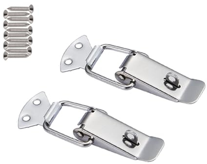 Chiusura in acciaio inox, chiusura a cassetta, chiusura a tensione, piccola per case, cassetta degli attrezzi, cassetto, armadio, cassapanca, 56 mm con 10 viti, 2 pezzi