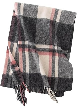 EILJSF 190 * 30CM Schwarz Weiß Reine Wolle Damen Schals Mit Quasten Warme Plaid Decke Schals Für Frauen Winter Lange Karierte Tücher Und Wraps