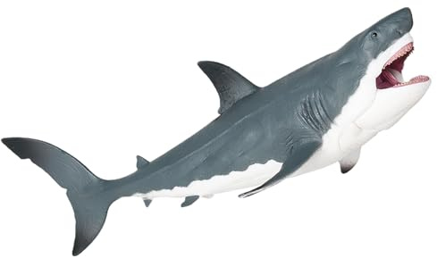 AENIMELY Megalodon Haifischfigur, prähistorischer beweglicher Mund, großer Hai, Spielzeug, Tiefseekreatur, Ozean, Tiermodell für Kinder, Badespielzeug, Kuchenaufsatz