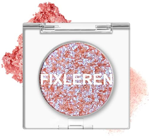 Fixleren Palette de Fards à Paupières Caméléon à Paillettes, Fard à Paupières Haute Brillance, Fard à Paupières Multicolore à Paillettes Holographiques Longue Durée de Couleur Métallique. (orange)