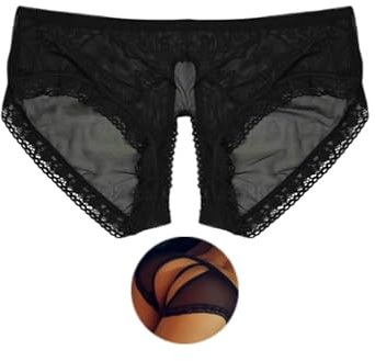 Slip Ouvert für Frauen, Ouvert Reizwäsche, Sexy Unterwäsche Für Frau Erotisch, Reizwäsche Im Schritt Offen, Ouvert Dessous Frauen, Tanga String Damen Sexy Dessous Sexy String für Frauen(Schwarz-XL)