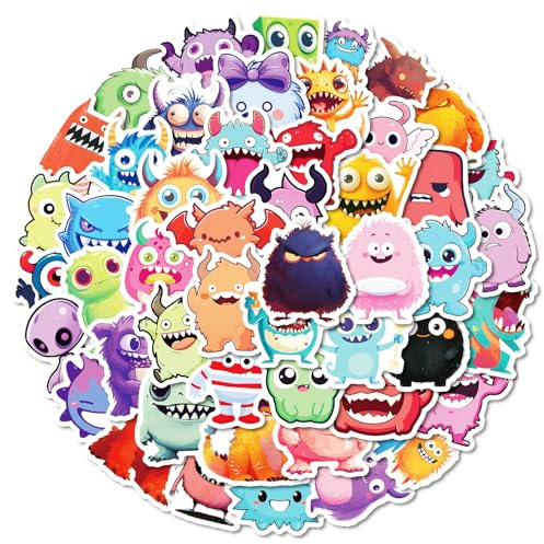 Monster Stickers for Kids Boys Girls 50pcs Cute Funny Stickers for Scrapbooking Laptops Water Bottles Bike Skateboard Luggage Party Decor,Vinyl Waterpoof Monster Decals