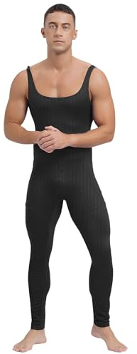Riismen Traje Deportivo Para Hombre Mono Deportivo Traje De Entrenamiento Yoga Sin Mangas De Cuerpo Entero Mono Ajustado Negro XL