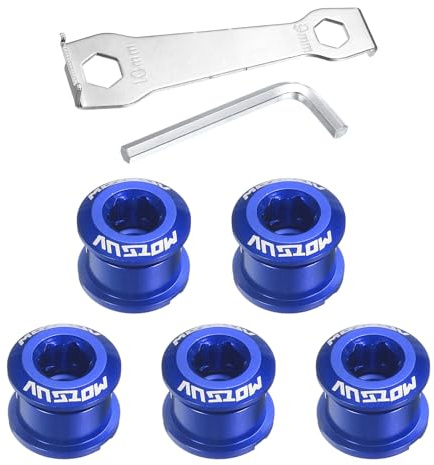 sourcing map Single Chain Ring Bolts Aluminum Alloy Bicycle Crankset Nut Chainwheel Screws with Mountain Wrenches for Road Bike Mountain Bike