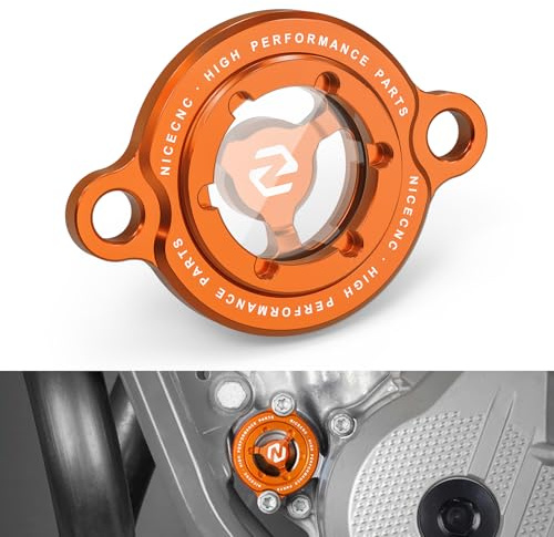 NICECNC Coperchio filtro olio arancione per motore Compatible with 250 SX-F/250 XC-F 2013-2025 250 EXC-F 2014-2025 250 XCF-W 2014-2016 350 EXC-F 2011-2025 Verificare la compatibilità