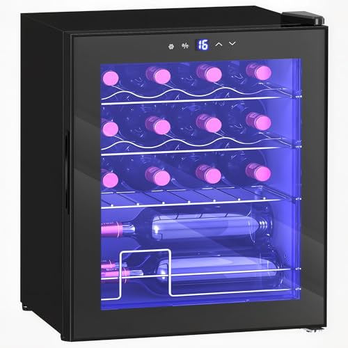 HOMCOM Weinkühlschrank Kompressor 16 Flaschen 42L 5-18°C Schwarz