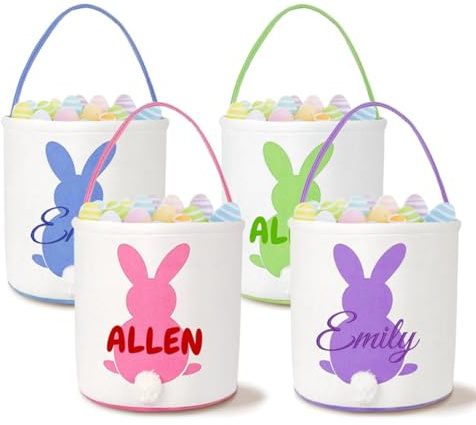 Osterkorb mit personalisierbarem Namen, leere Geschenkkörbe für Valentinstag, Geburtstag, Babyparty, Grat, dekorative Organizer-Box für Baby-Spielzeug, Haustiere (25 x 23 cm (1 Stück)