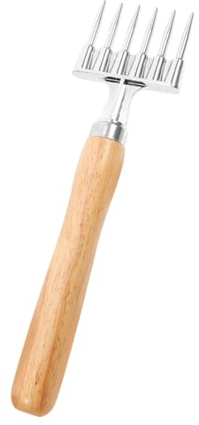 Veemoon Eispickel aus Aluminiumlegierung mit Holzgriff, 6-zinkig