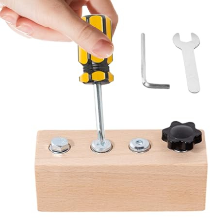 Générique Jeu de Tableau à Boulier avec Tournevis pour | Établi de Jeu d'Imitation,Planche d'Activités Éducative en Bois avec Tournevis,pour la Crèche la Maison Noël et Anniversaire