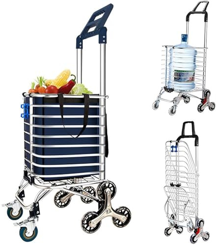 Carrello pieghevole per salire le scale con manico rotante a 360 gradi, carrello resistente per magazzino e trasporto della spesa