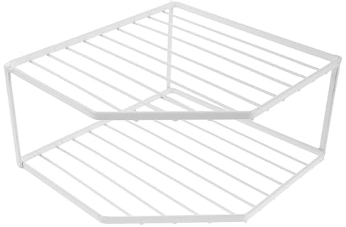 GALPADA Rack, Double for Placement Design Layer Versatile with Dish and Counter Corner Organizer Iron Shelf Stability for Heavy White Kitchen Pot Pots and Pans Pantry