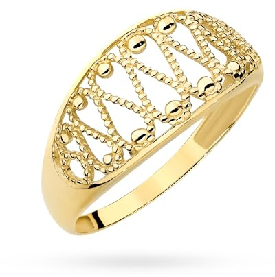MARKO Damenring 333 Gold, breiter Goldring Damen im filigranen Durchbruch-Design, eleganter Echtgold Ring mit dekorativer Struktur, Geschenk für Frauen