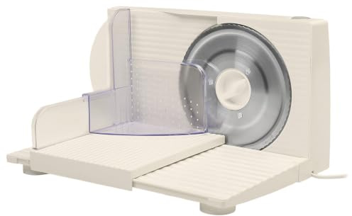 Baroni Home Cortadora eléctrica plegable con hoja dentada extraíble, grosor ajustable de 0 a 15 mm, ventosas antideslizantes, compacto y plegable, para embutidos, pan, carne y verduras