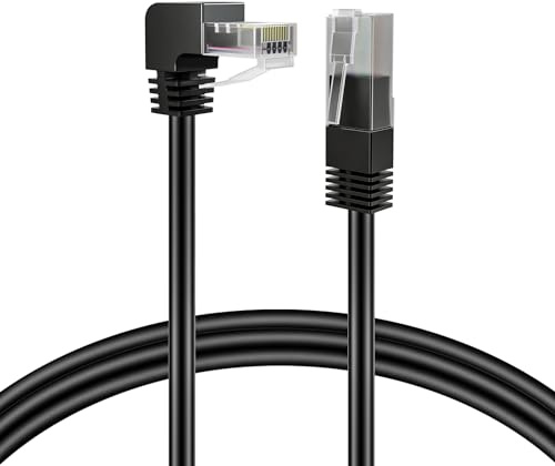 TNP Cat6 Ethernet-Kabel (90-Stecker nach unten, 0,91 m) - RJ45 90 Netzwerkstecker, 500 MHz, 10 Gigabit, vergoldeter Patchstecker, LAN-Kabel, Fire-Stick, Xbox One, Smart-TV,