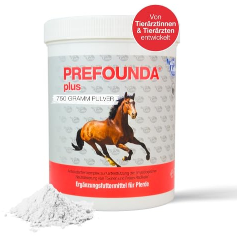 NutriLabs PREFOUNDA Plus für Pferde 750 g - Mit Aktivkohle, Bentonit, Zink & Pflanzenextrakten - Unterstützt Entgiftung, Leberstoffwechsel & Wohlbefinden - Ergänzungsfuttermittel