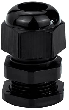 Conextlink 5pcs Waterproof IP68 Nylon Firewall Bushing Grommet Cable Gland Joint Adjustable Locknut Protectors for Power Cable (4 Gauge, Black)