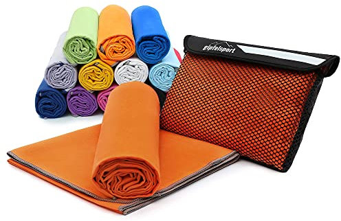 gipfelsport Mikrofaser Handtuch - Microfaser Handtücher Set, Strandtuch, Badetuch I groß, schnelltrocknend I für Sport, Beach, Reise, Outdoor, Camping I leicht, dünn, klein I 140x70cm I Orange