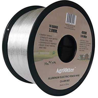 AgriOtter Aluminium-Elektrozaun für Gartenzaun, Elektrozaun, Hühnerdraht, Basteldraht, 400 m, 2,0 mm