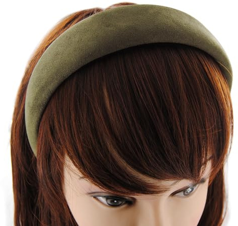 axy Haarreif mit Flanell Damen Haarband Vintage Hairband Stirnband Klassische und modische Haarreifen (Leder Optik) HRK5L (Olivergrün)