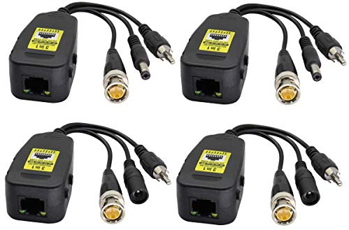 AAOTOKK Passive Video/Audio Leistung Balun RJ45 zu BNC Netzwerk Transceiver HD CVI/TVI/AHD/CVBS mit DC Buchse für 720-3MP 4MP 5MP 8MP Full HD CCTV Sicherheit DVR Überwachungskamerasystem(19cm/2Paare)