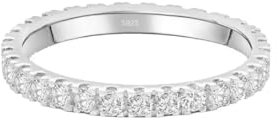 Lisandra Scott Eternity Ring Treasure 925 Sterlingsilber mit Zirkonia Kristall Damenring in Silber, Rosegold und Gold für Damen, Frauen mit Funkelnden Steinen Breit (58, Silber)
