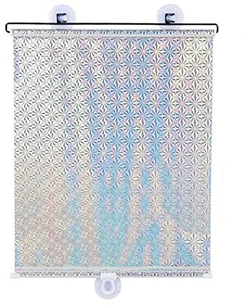 X1NGFU Sonnenschutz Rollos Mit Saugnäpfen,Fenster Sonnenschutz Verdunkelungsrollo,Sichtschutz Fensterrollo Rollo,Temporäre Jalousien,UV Schutz,kein Bohren Erforderlich (68x125cm/27x49in,Silver)