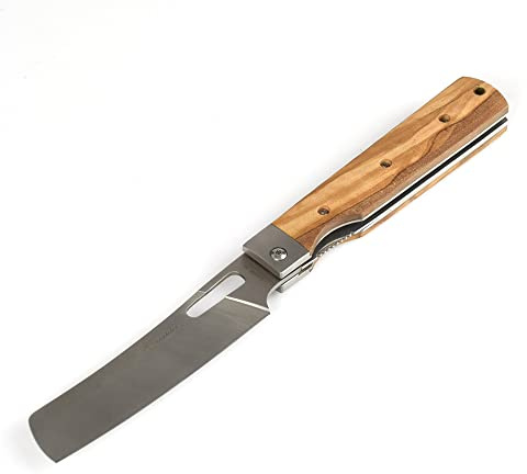 Rockfoxx Olivenholz Klappmesser Nakiri Taschenmesser, Klinge rostfrei