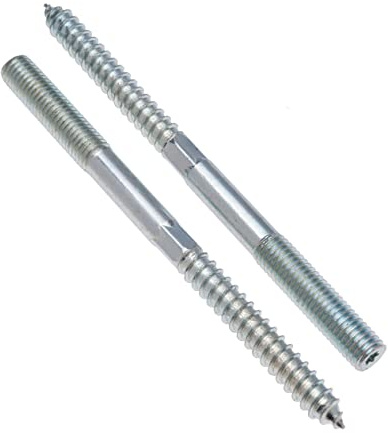 M8x80mm Hängbultar, dubbla stiftskruvar, träskruvar, väggpluggfäste, förzinkat huvudlöst fästelement med sexkantsbit för skiftnyckel, maskinmetrisk bult och laggängad träskruv (10 st)