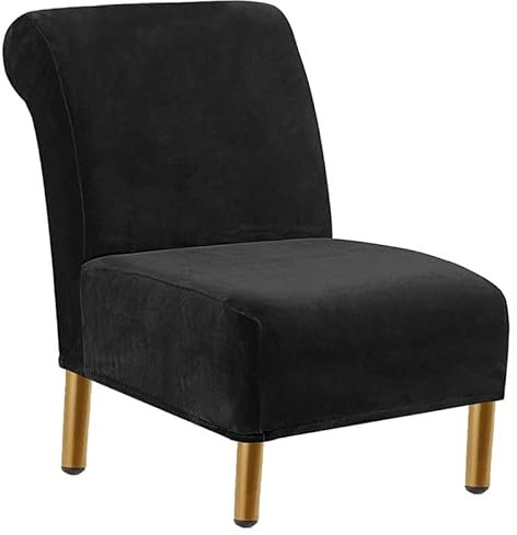JORTUIO Stuhlhussen Ohne Armlehnen 1 Sitzer, Stretch Sesselbezug Weich Husse Überzug für Clubsessel Sofabezug Samt Freizeit Armless Chair Sesselbezug Abnehmbare, Waschbar -Schwarz