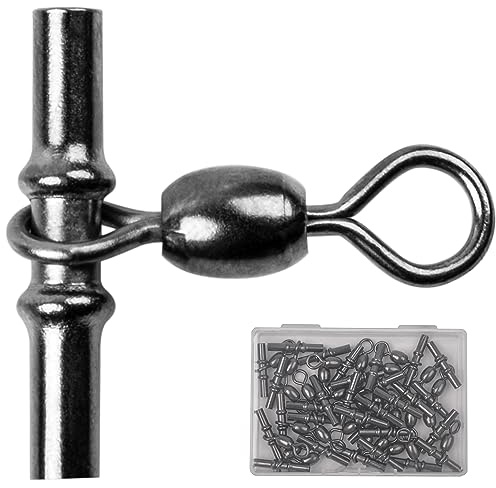 AGOOL Mangas giratorias de pesca de 3 vías, 30 piezas giratorias de línea cruzada, aparejos de pesca, en forma de T, giratorios de crimpado giratorios, grúa, giratorios, de triple barril resistente