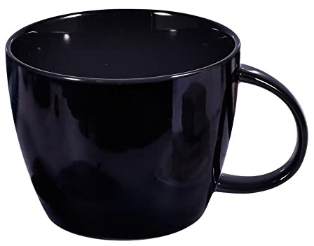 fMSDD Große Keramik schwarz Kaffeebecher, Wide Mouth Tea Cup Suppe Schüssel mit Griff, Mann Kaffeebecher, ein Geburtstagsgeschenk