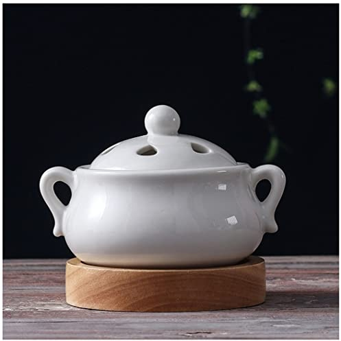 Zipinkl Electric Incense Burner, Ceramic Electronic Incense Aromatherapy Stove With Adjustable Timer, Plug-in Electronic Incense Powder Censer For Home Office Yoga Beauty (Color : White-C)
