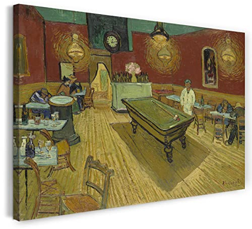 Printed Paintings Leinwandbild (30x20cm) Vincent van Gogh: Das Nachtcafé in Arles (1888), Leinwand auf Keilrahmen gespannt und fertig zum Aufhängen, hochwertiger Kunstdruck aus deutscher Produktion